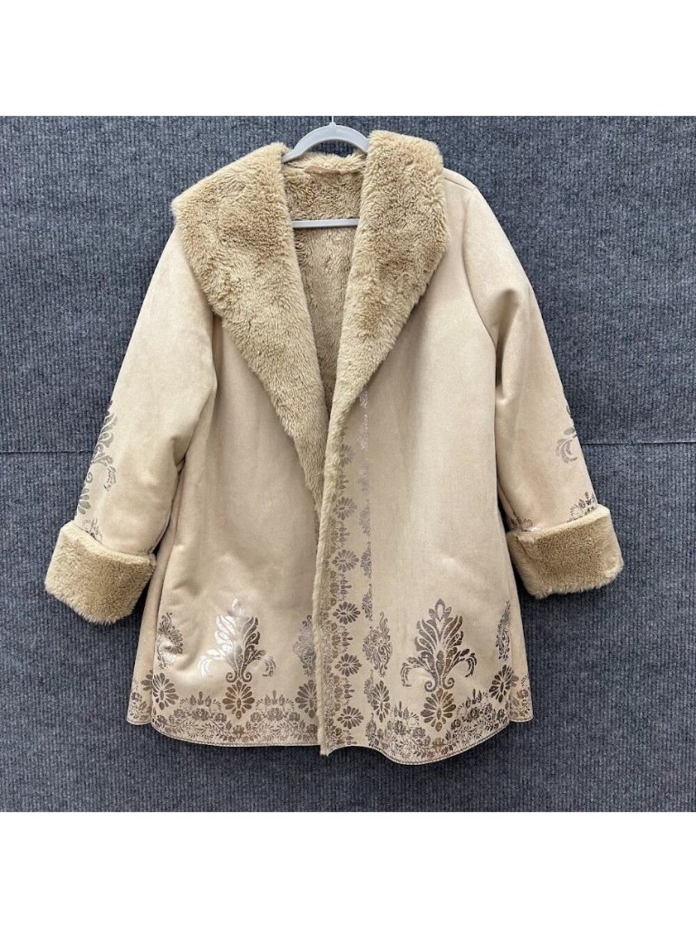 Soft Surroundings Brigitta Coat Embroidered Faux Fur Lined Womens Plus Size 1X - Picture 1 of 8